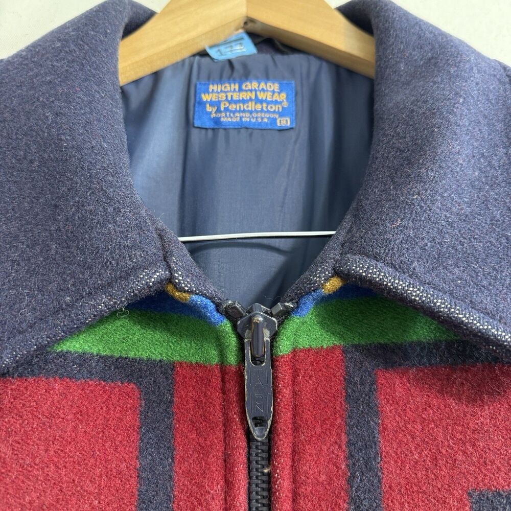 Vtg PENDLETON High Grade Western Southwestern Indian Blanket Coat Aztec Jacket M - Picture 4 of 13